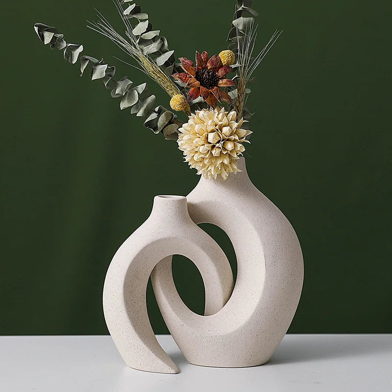 Ciclo White or Black Ceramic Vase - Set of 2