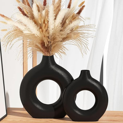 Pano White or Black Ceramic Vase - Set of 2