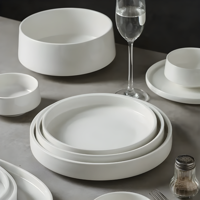 BIANCO  14-Piece Fine China Plate Set Serves 4