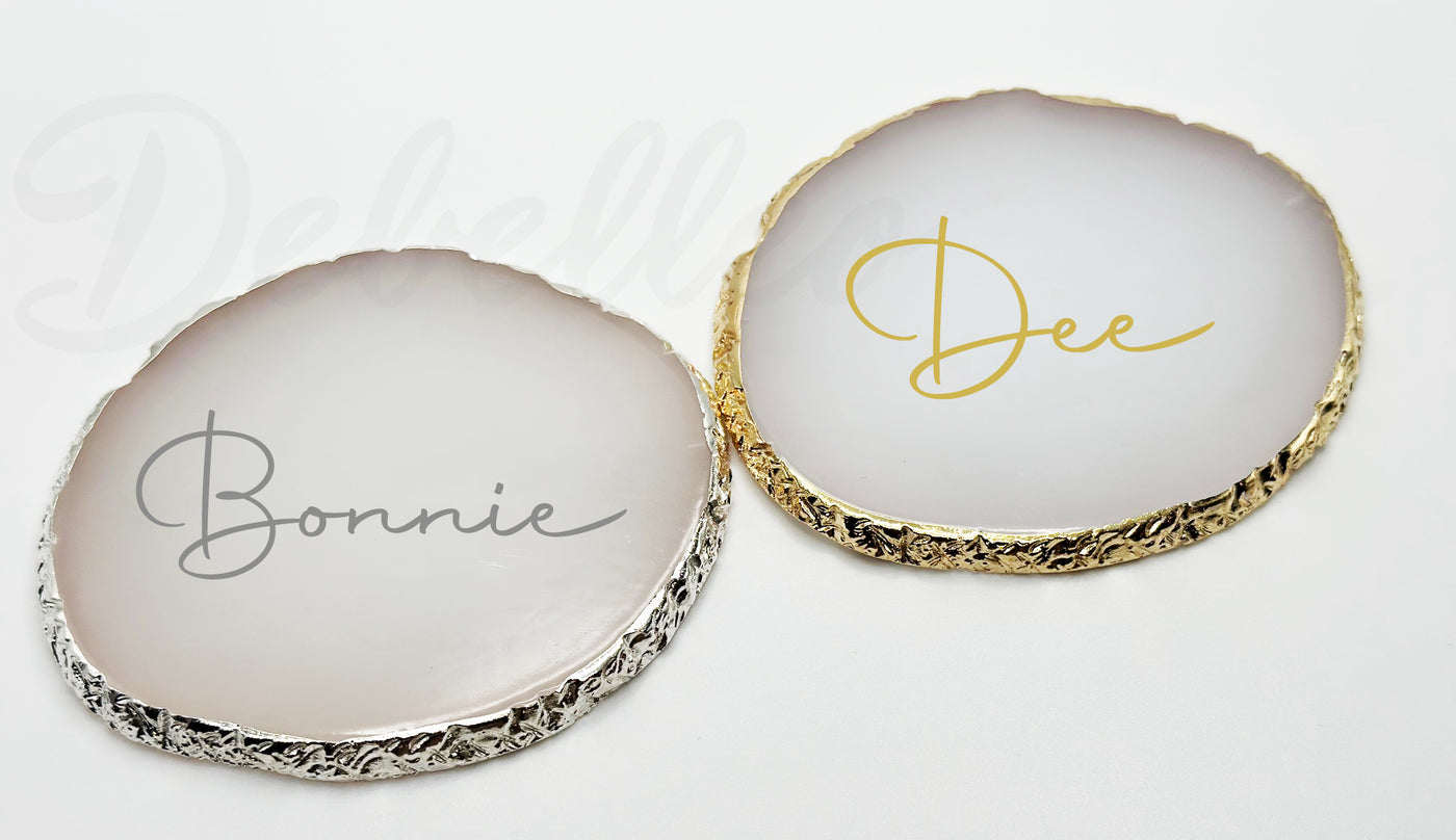 Personalized Resin Coasters with Foil Plated Edge