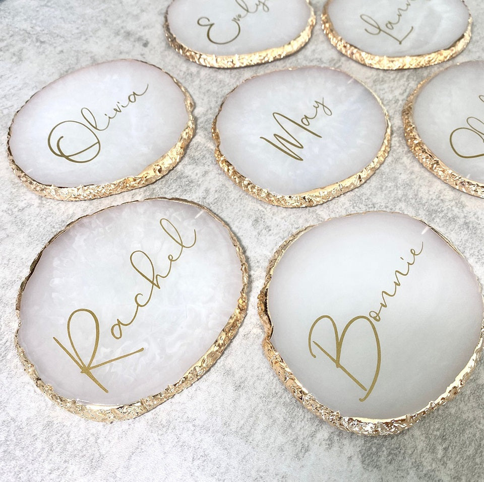 Personalized Resin Coasters with Foil Plated Edge